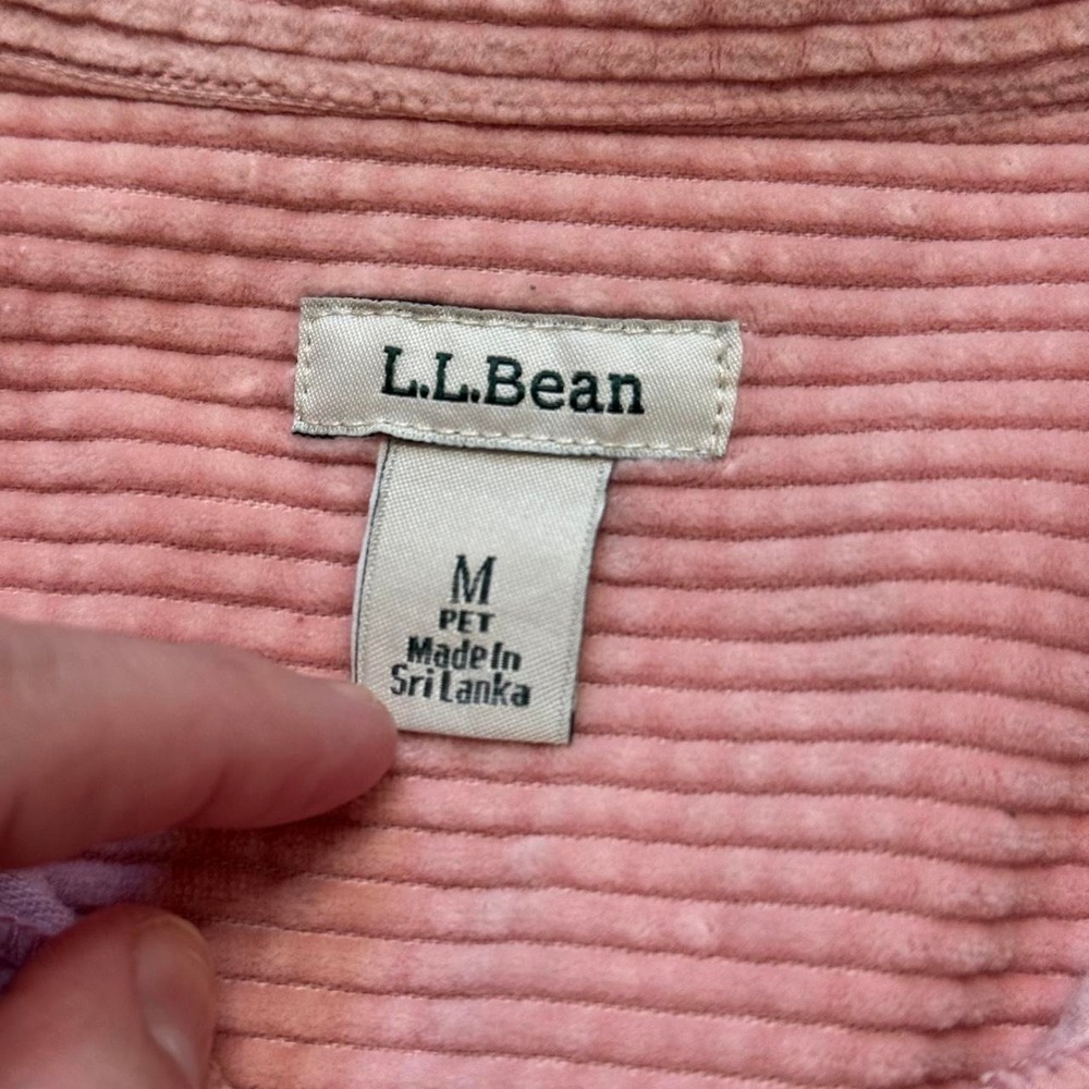 LL Bean Pink Corduroy Shirt Jacket Womens Medium Pet M 267370 Preppy Workwear - Picture 2 of 6
